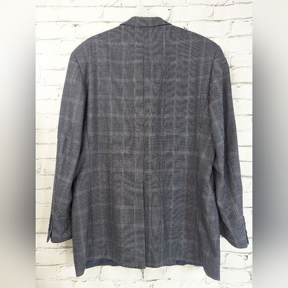 Tommy Hilfiger Wool sports coat, blazer jacket, Grey and blue houndstooth 44T - Picture 4 of 7